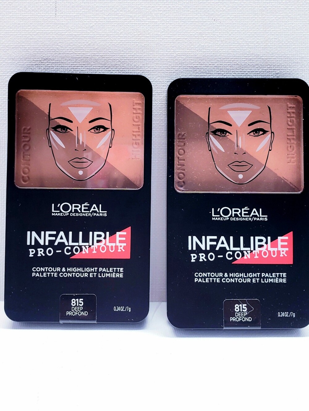 L'Oréal Paris Infallible Pro-Contour & Highlight Palette, 815 Deep,0.24 oz(2pcs)